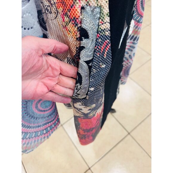 Adore Women L Statement Embroidery Patchwork Button Jacket Multicolor Boho Artsy - Picture 12 of 13